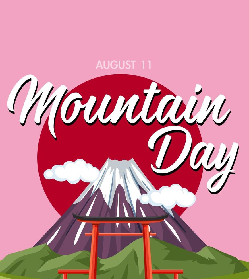 día de la montaña en japón banner con monte fuji vector