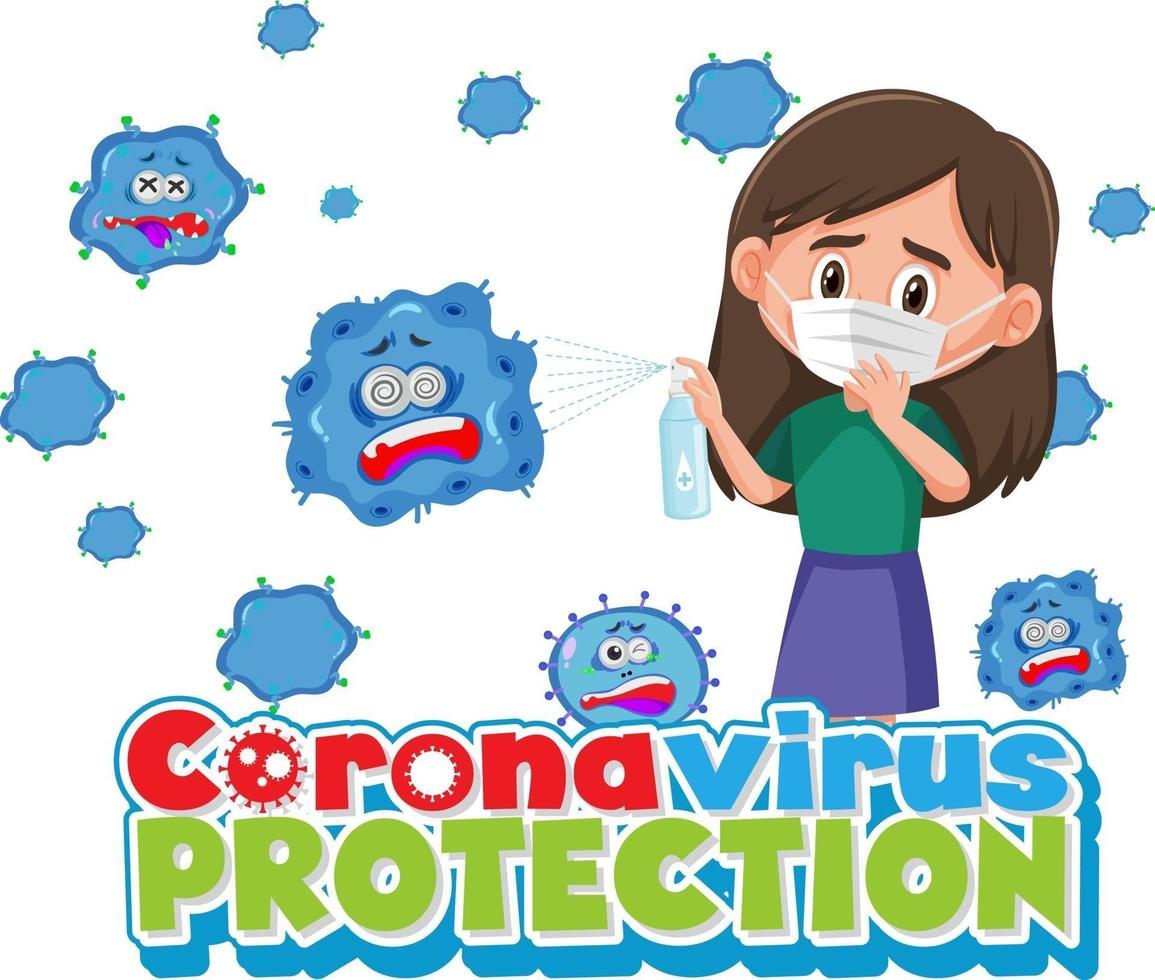 Banner de protección de coronavirus con personaje con máscara médica. vector