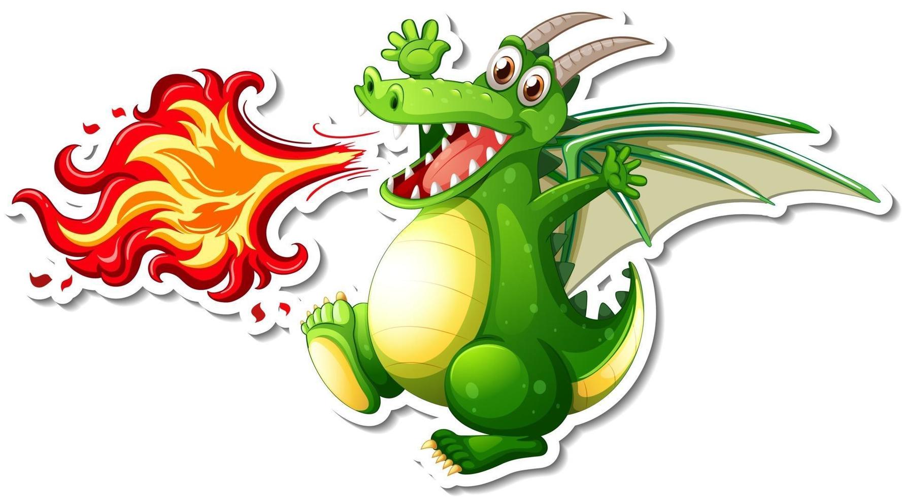 Cute Dragon cartoon character sticker vector