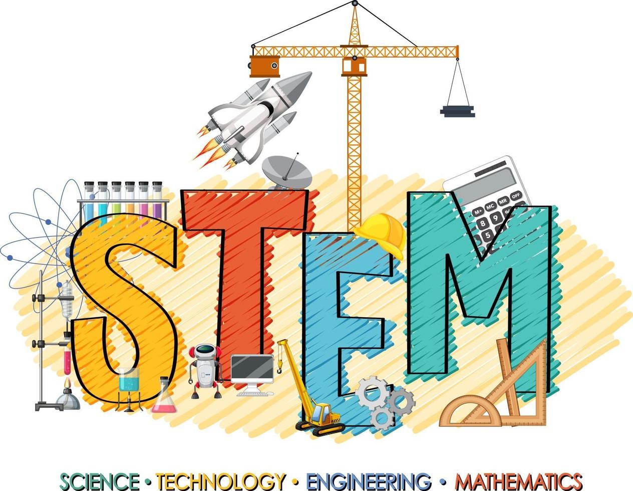 STEM education logo with icon ornament elements vector