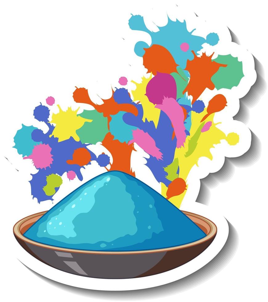 Blue powder colour in a bowl on white background vector