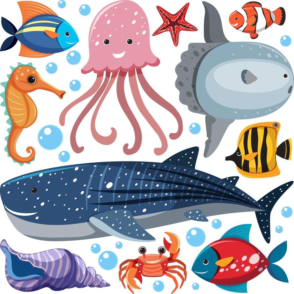Cartoon Sea Life Seamless Pattern with Sea Animals character 2952950 Vector  Art at Vecteezy