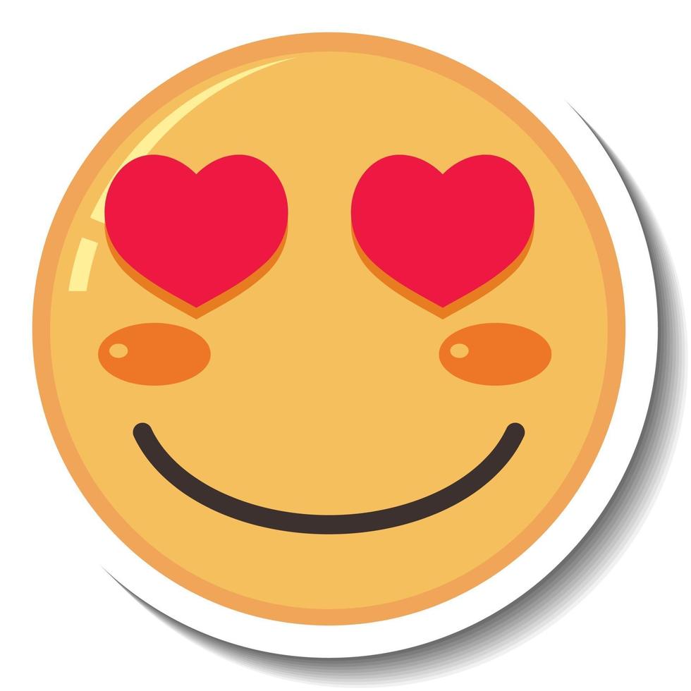 A sticker template of emoji with heart eyes isolated vector