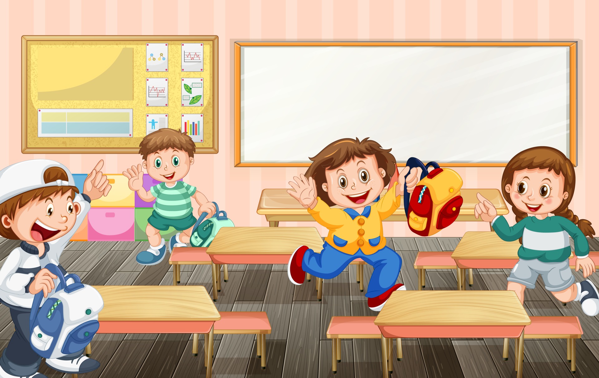 Students cartoon character ready to go back home after school time 2953045  Vector Art at Vecteezy