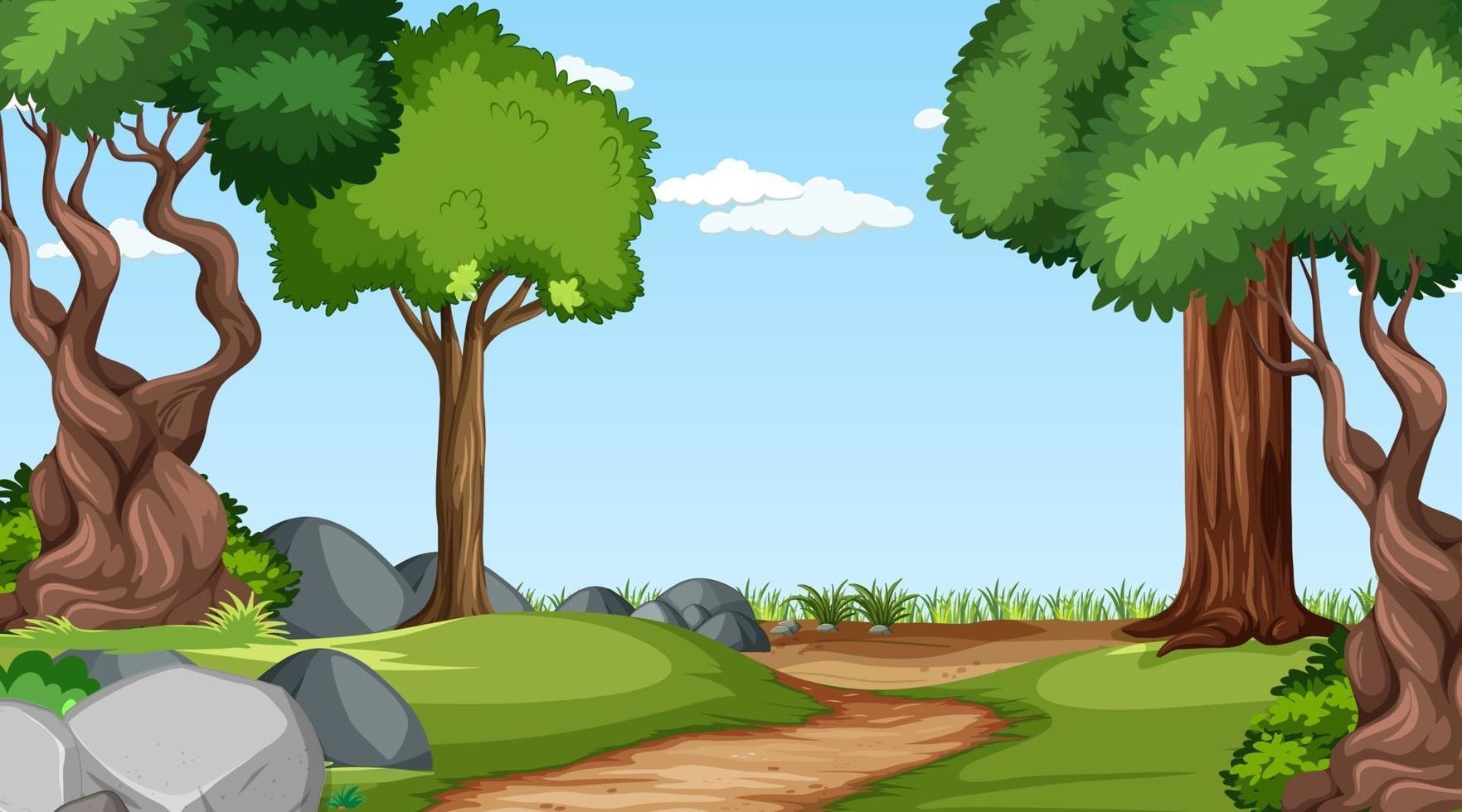 Forest scene with various forest trees vector