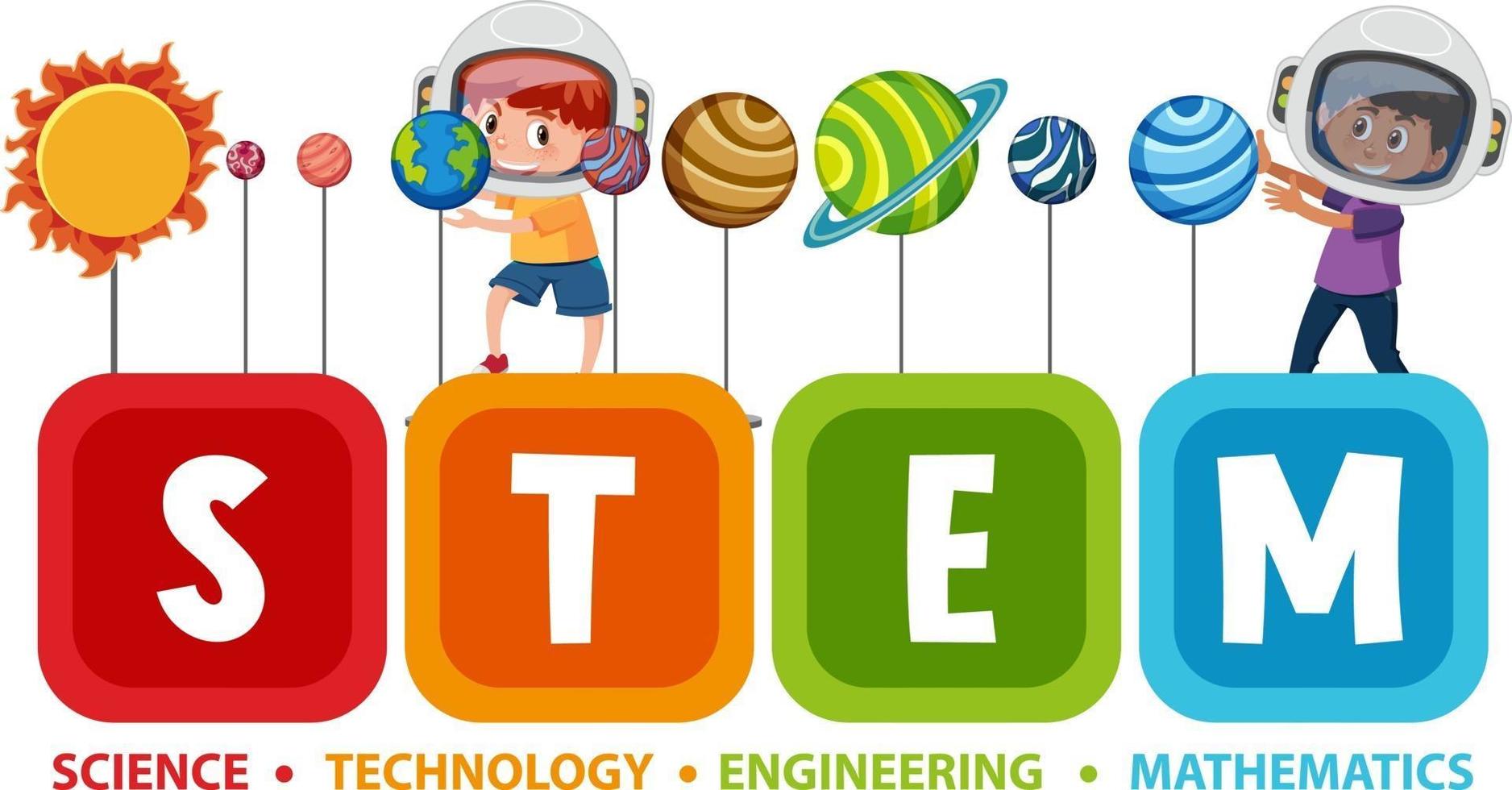 Colourful STEM education text icon vector