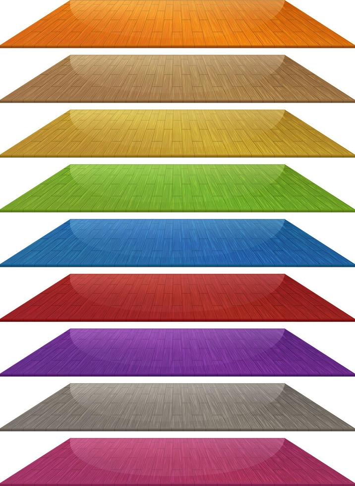 Set of different colour wooden floor tiles isolated vector
