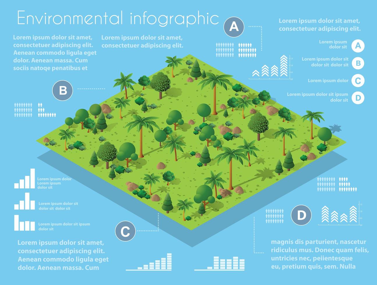 Isometric city map environmental infographic set, with vector