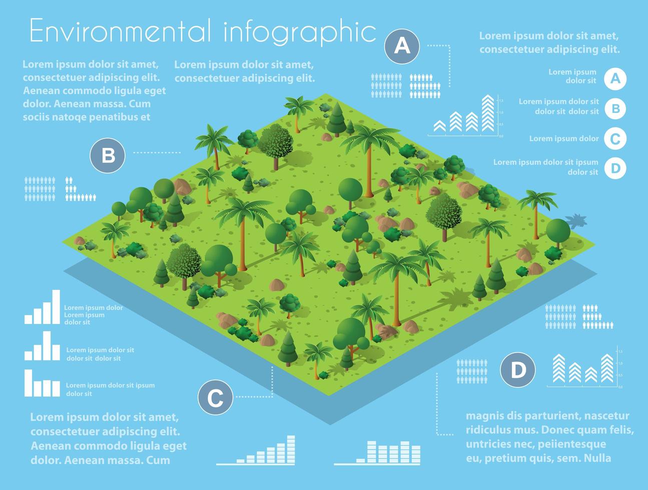 Conjunto de infografía ambiental de mapa de ciudad isométrica, con vector