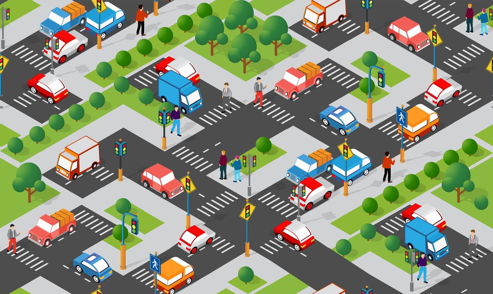 Isometric Crossroads intersection of streets of highways vector