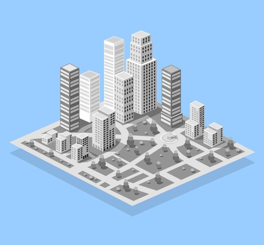 conjunto de ciudad moderno edificio rascacielos para paisaje urbano vector