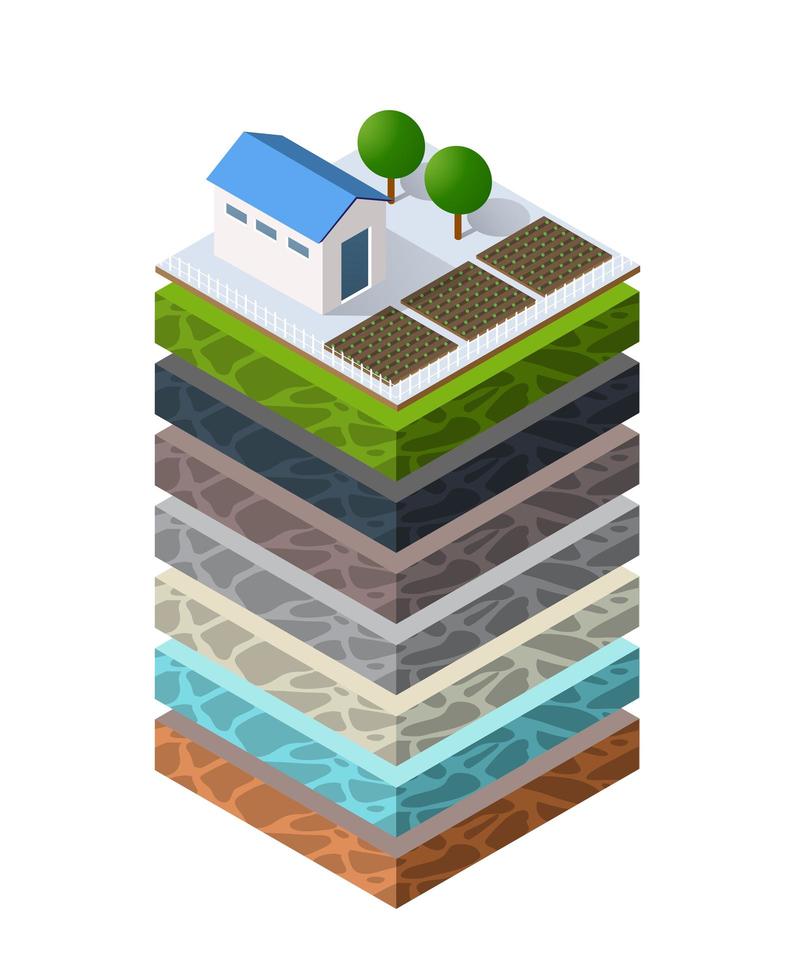 Soil layers geological and underground beneath nature landscape vector