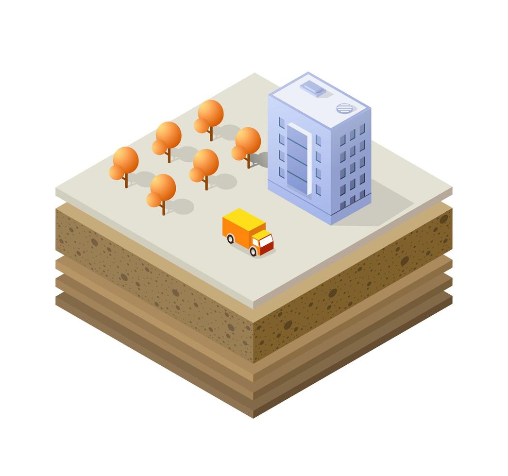 Soil Layers cross section geological of urban environment vector