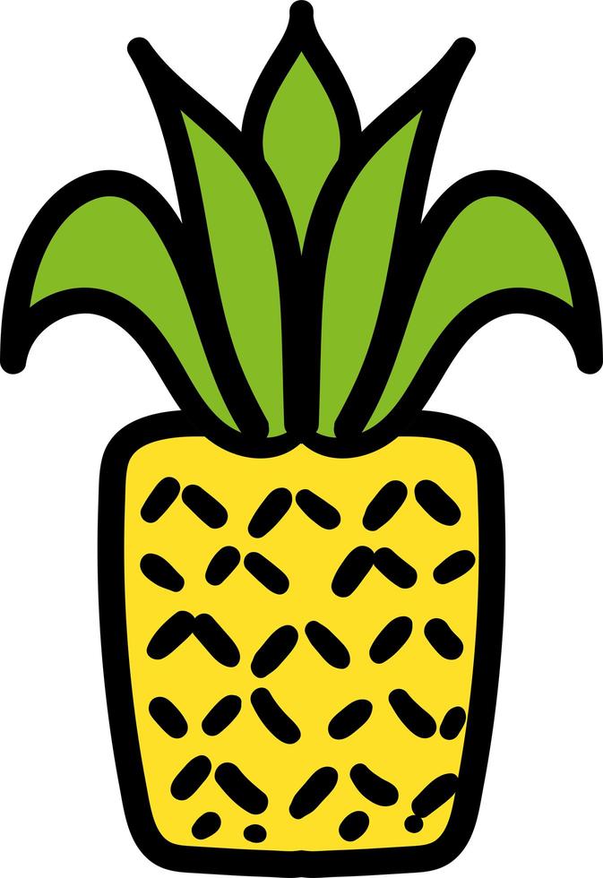 Ripe pineapple hand drawn vector illustration