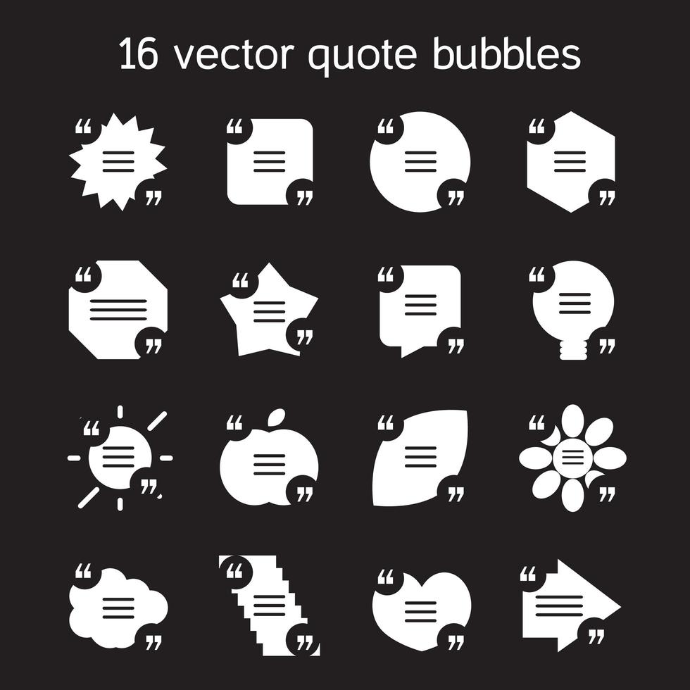 Square quote text bubbles set vector