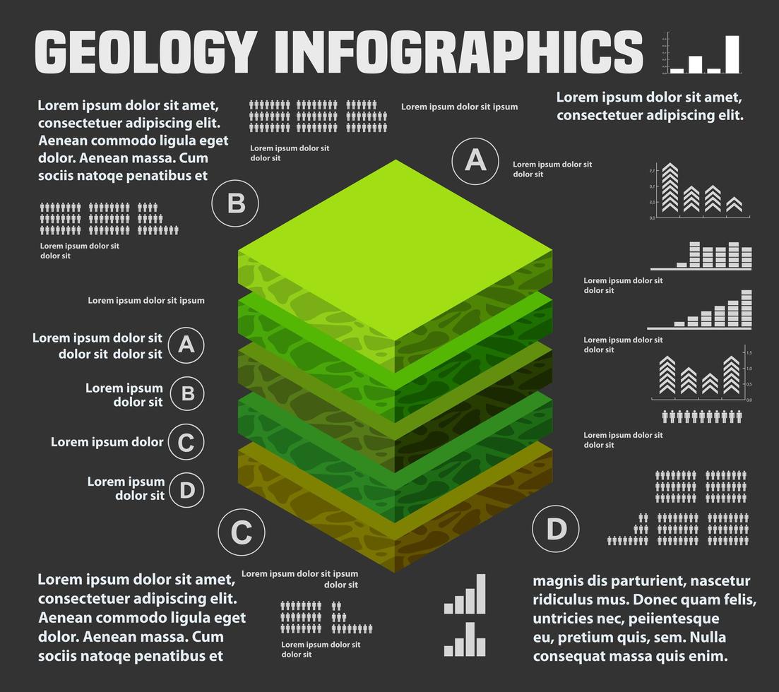 infografía naturaleza capas geológicas y subterráneas de suelo bajo vector