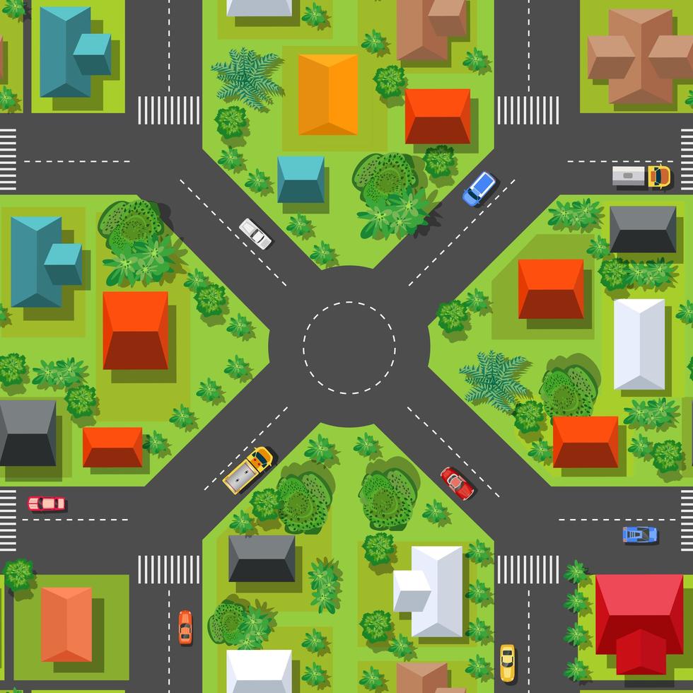 The top view is a map of the city district module vector