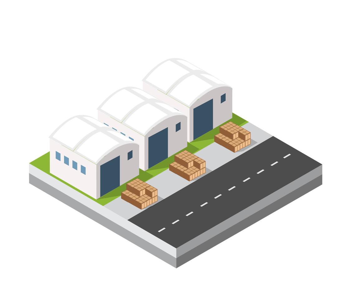 Isometric 3D city module industrial urban factory vector