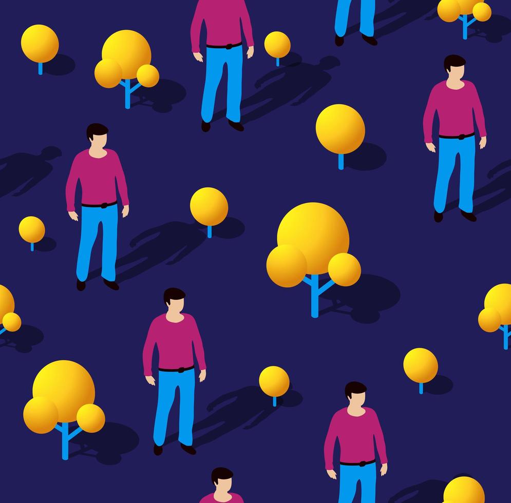 Isometric seamless repeating pattern people business vector