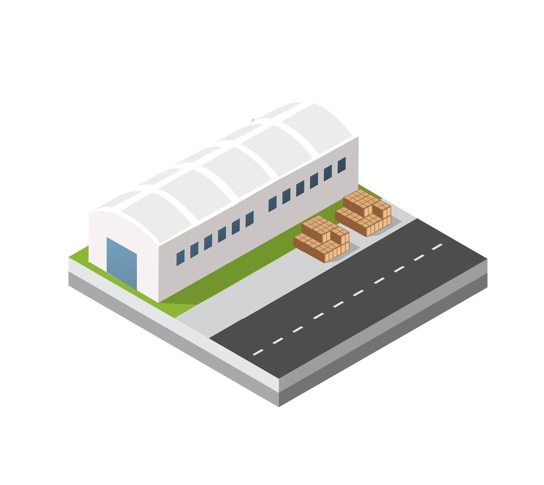 Isometric 3D city module industrial urban factory vector