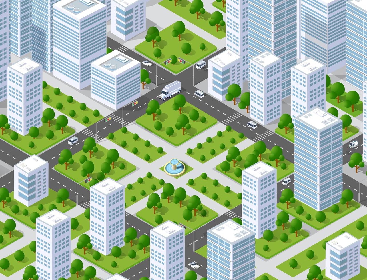 Urban plan pattern map. Isometric landscape structure of city vector