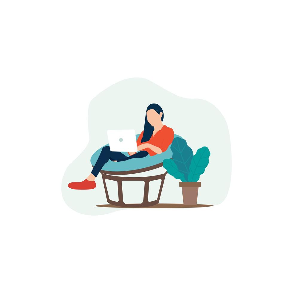 Flat people characters work at home, design illustration. vector