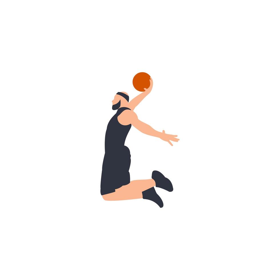 jugador de baloncesto de diseño plano, ilustración de icono de vector de deportes.