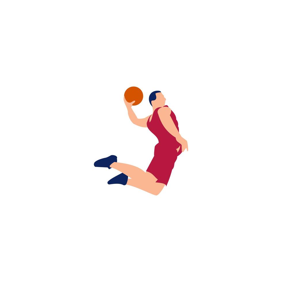 flat design basketball player, sports vector icon illustration.