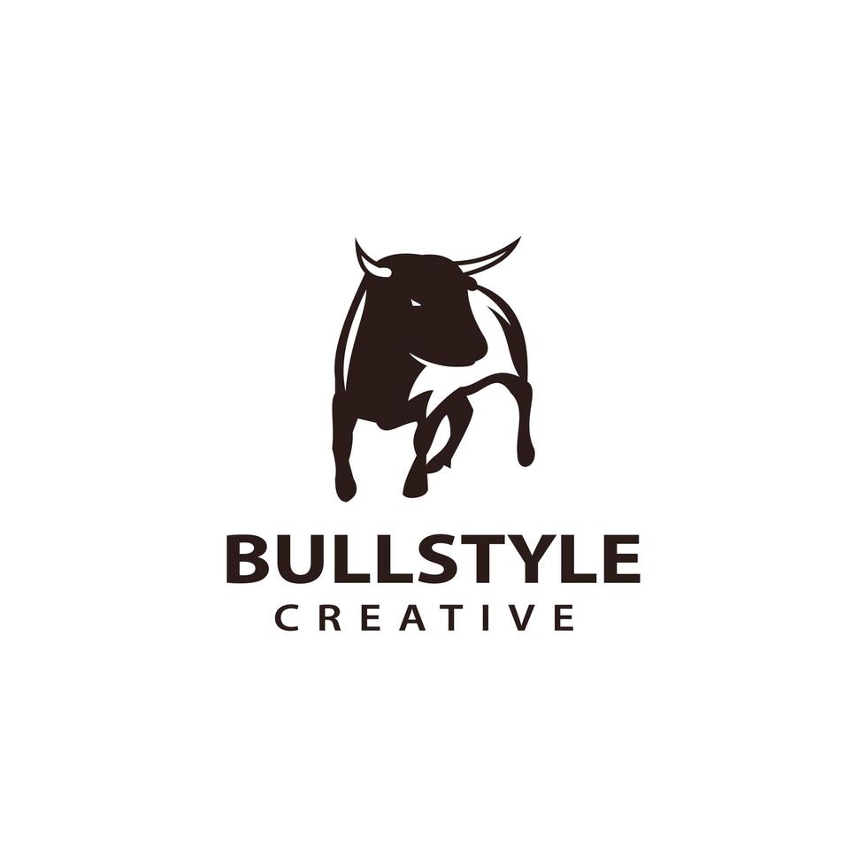 Plantilla de logotipo de silueta de toro, Ilustración de icono de vector de diseño de vaca.