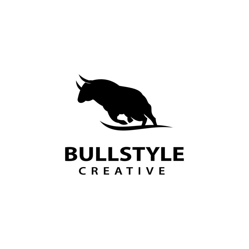 Plantilla de logotipo de silueta de toro, Ilustración de icono de vector de diseño de vaca.