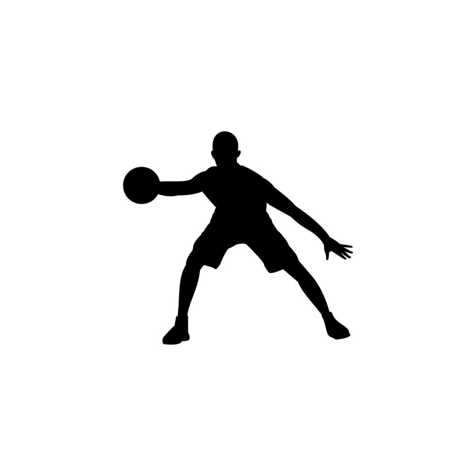 silhouette design basketball player, sports vector icon illustration.