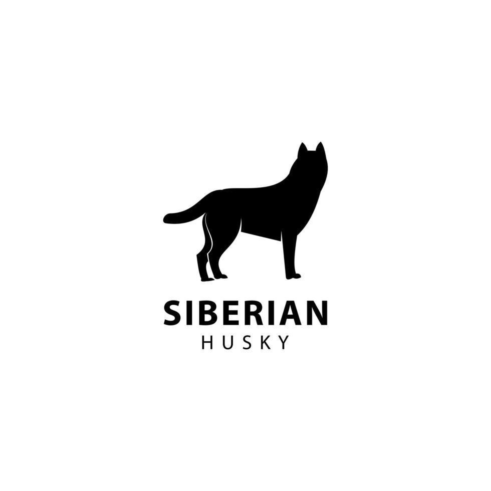 Silueta de husky siberiano, ilustración de icono de vector de diseño animal