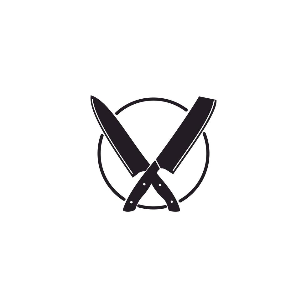 Plantilla de logotipo de cuchillo, Ilustración de icono de vector de diseño.