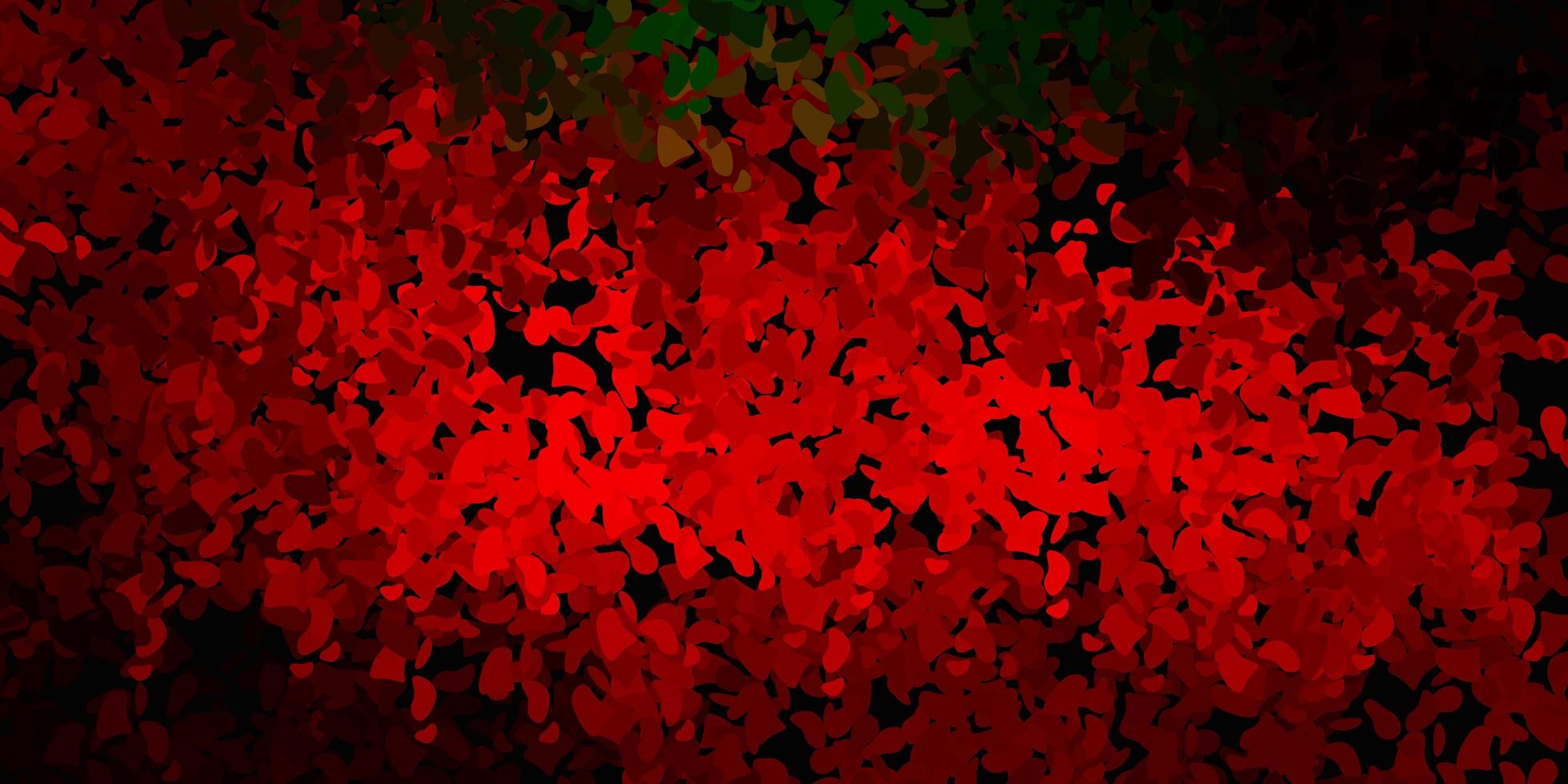 Dark green, red vector pattern with abstract shapes.