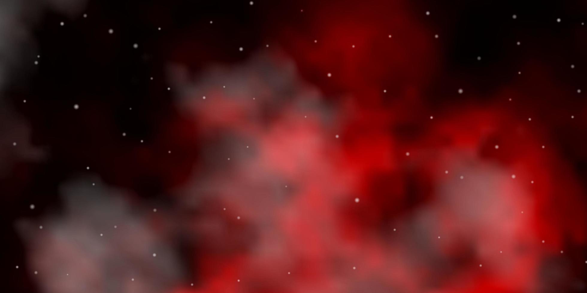 Fondo de vector rojo oscuro con estrellas pequeñas y grandes.