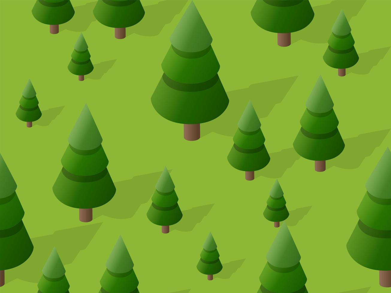 Seamless forest fir tree pattern map background 3D illustration vector