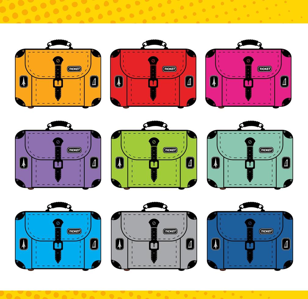 A set of stickers for the planner Suitcases vector