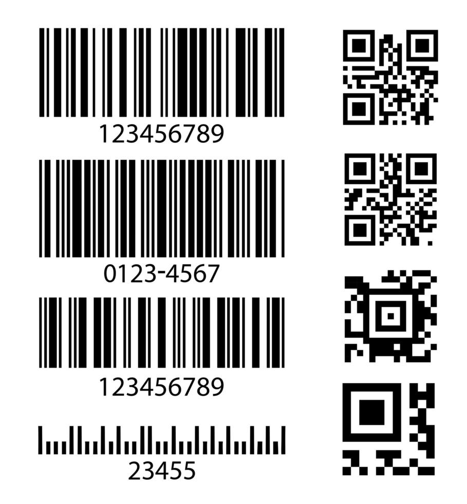 Set of abstract barcode bar code templates vector