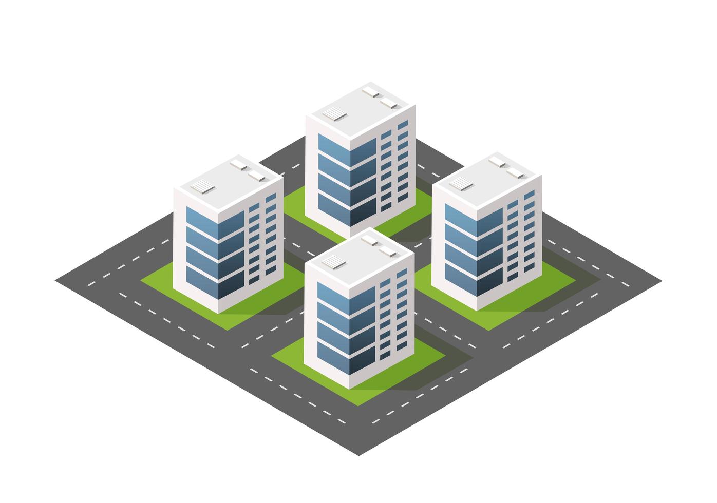 Isometric module city from urban building architecture. vector