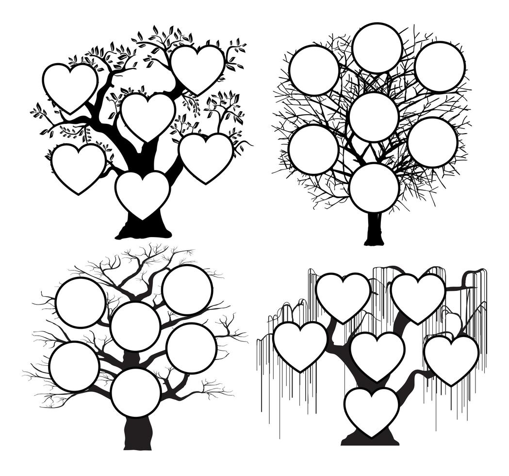 The family tree genealogical silhouette vector