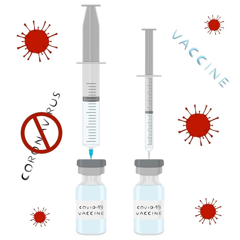 Ilustración sobre el tema de la jeringa médica de la droga para la vacuna inyectable vector