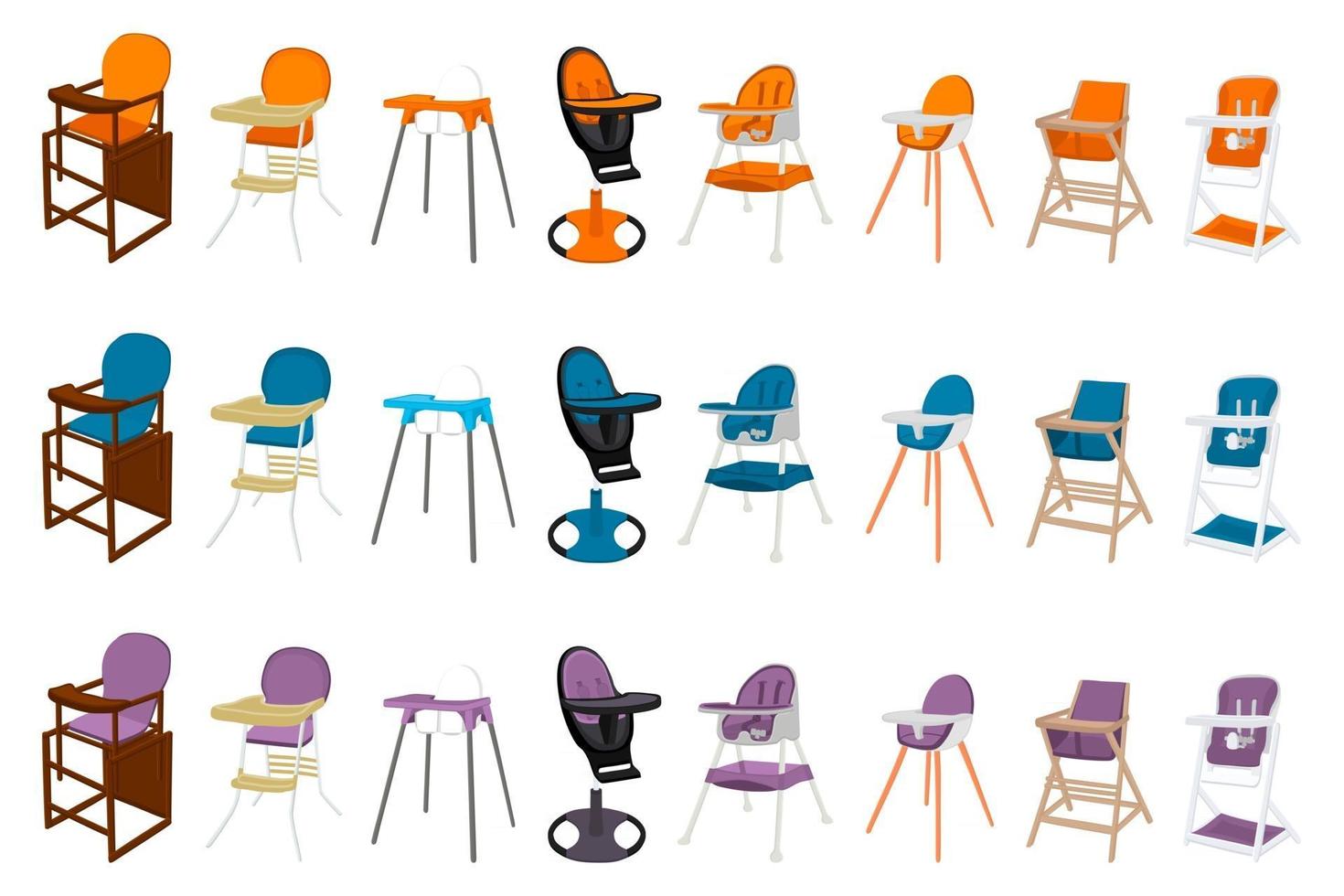 Illustration on theme colorful modern child high chair vector