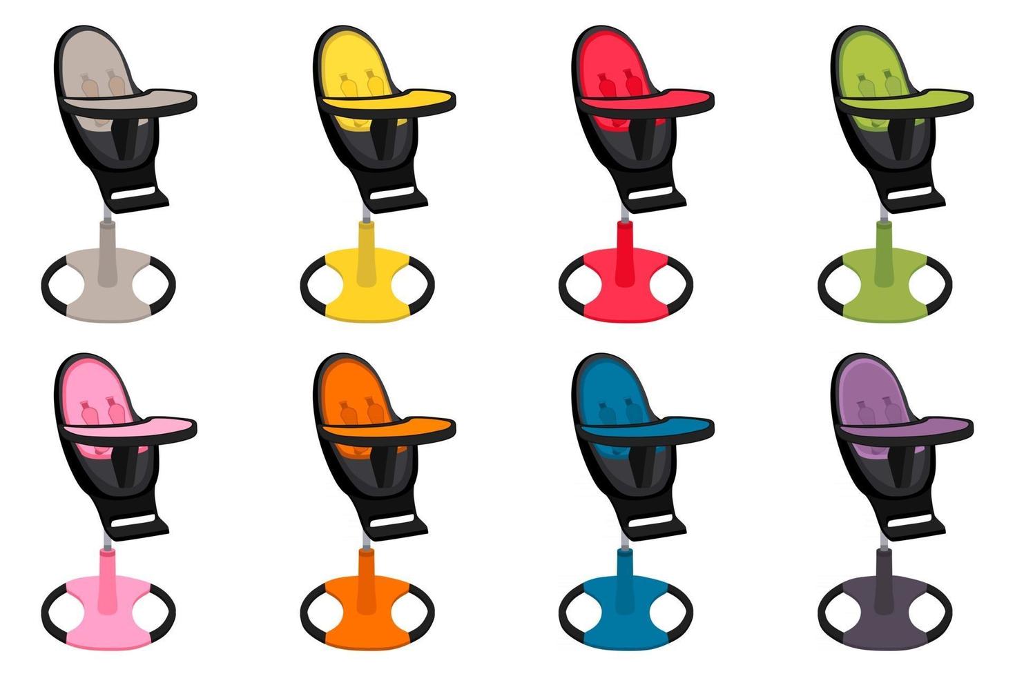 Illustration on theme colorful modern child high chair vector