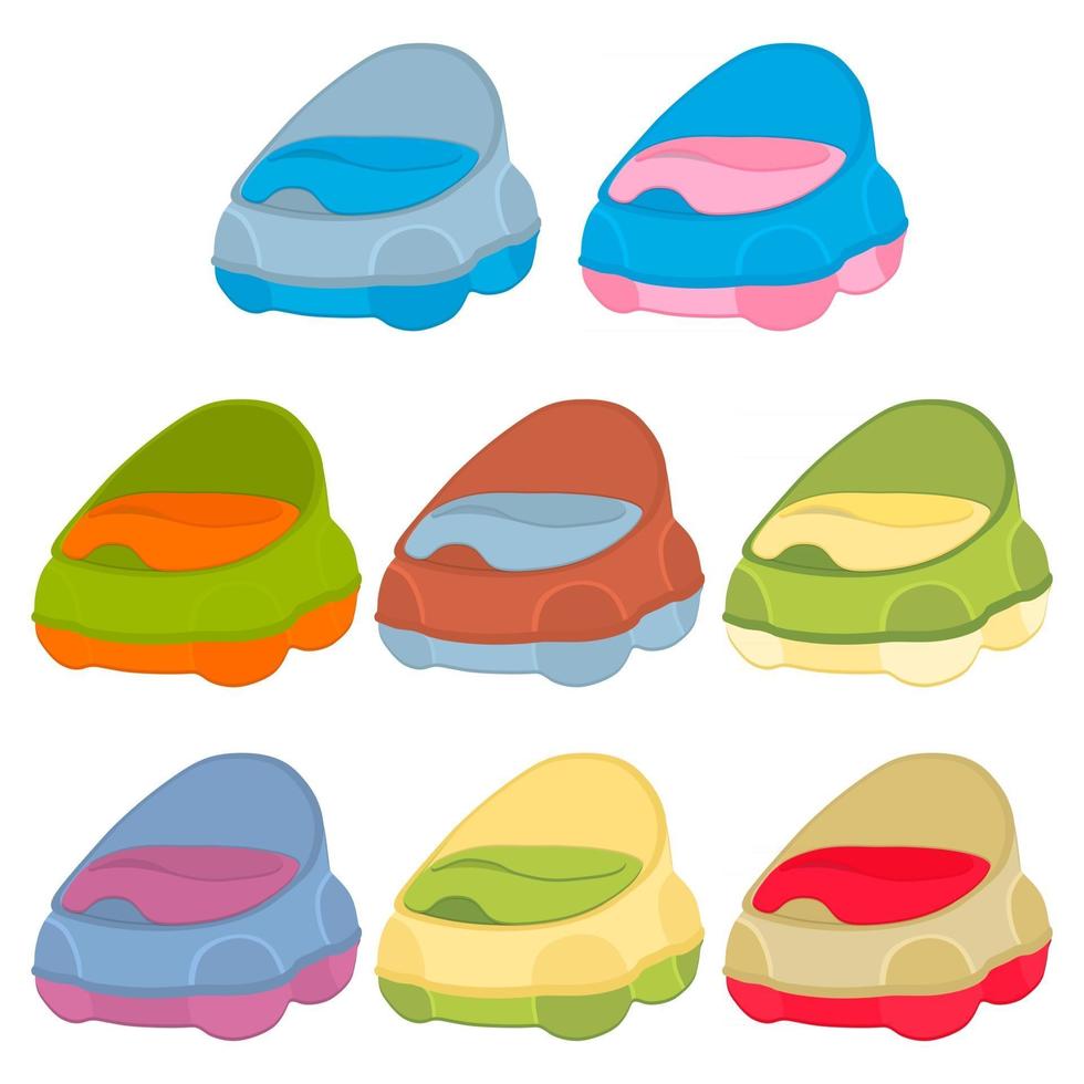 ilustración en kit temático maceteros de plástico para bebés con asa cómoda vector