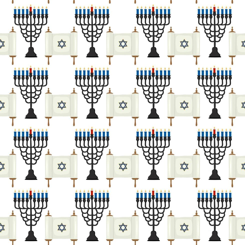 Illustration on theme big colored pattern menorah vector