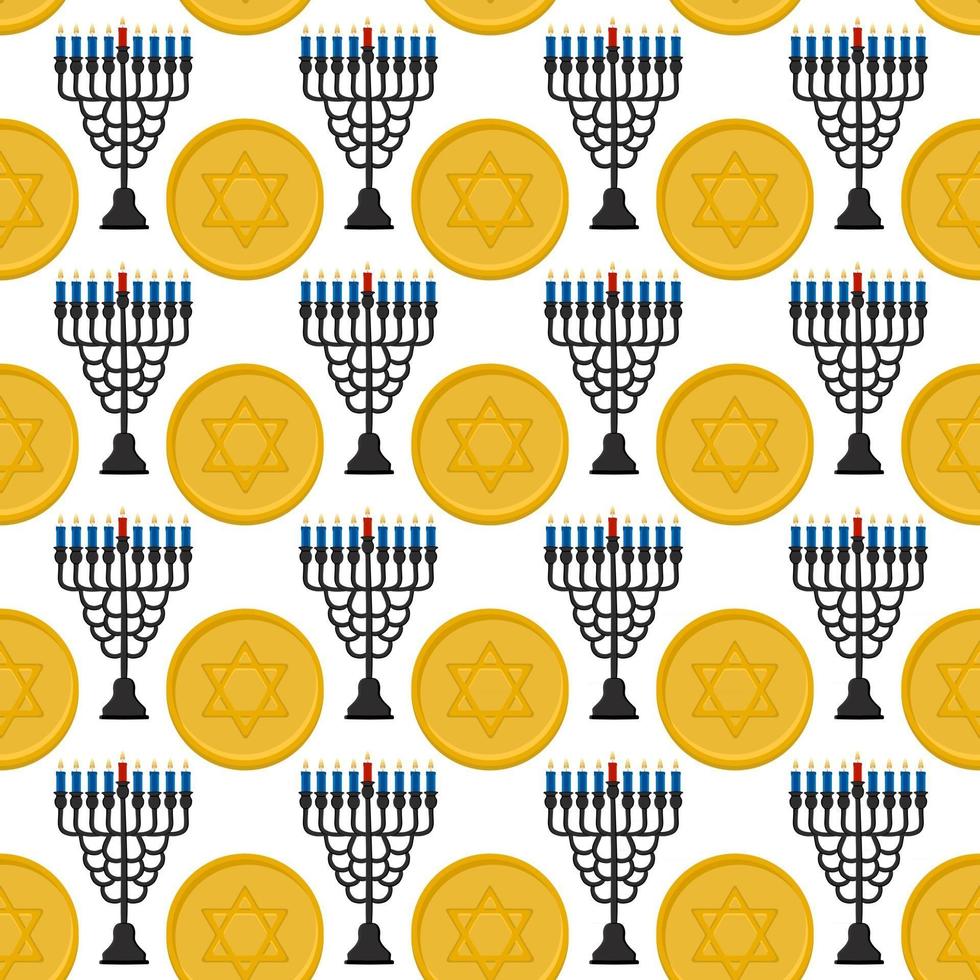 Ilustración sobre el tema de la menorah de patrón de colores grandes vector