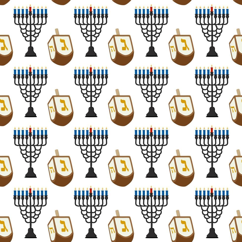 Ilustración sobre el tema de la menorah de patrón de colores grandes vector