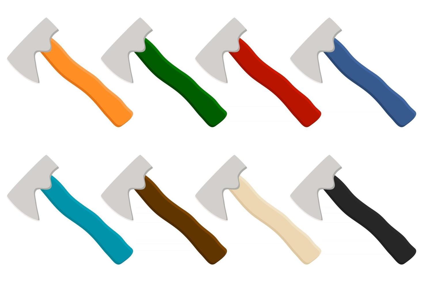 Illustration on theme big kit steel axes with wooden handle vector