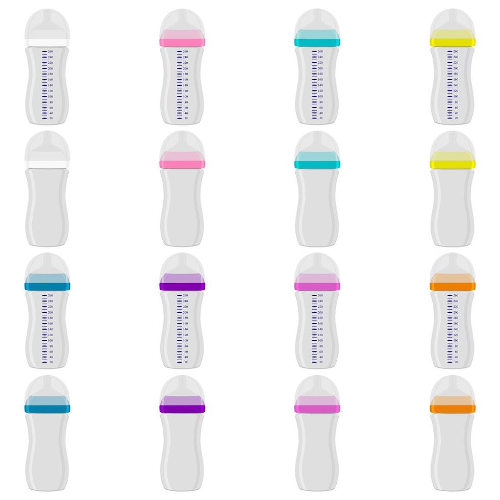 big colored kit baby milk in bottle with rubber pacifier vector