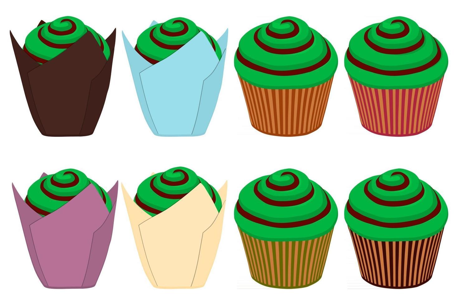 feriado irlandés, día de san patricio, gran set de muffins verdes vector